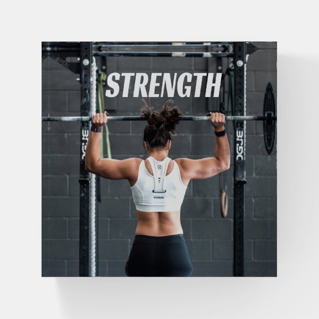 Strength Fittness Women Muscle Worout Motivational Paperweight (Front)