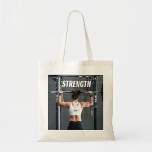 Strength Fittness Women Muscle Worout Motivational Tote Bag