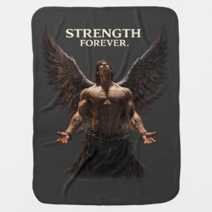 Strength Forever Dark Angel Design – Motivational Baby Blanket