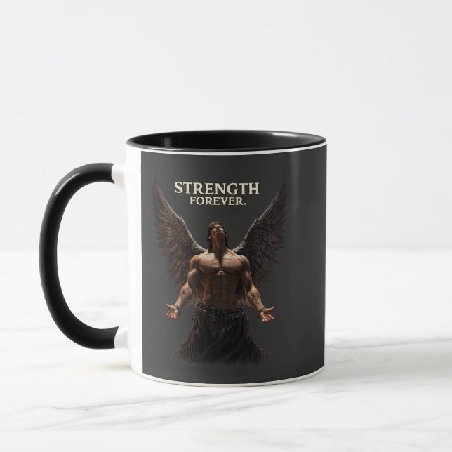 Strength Forever Dark Angel Design – Motivational  Mug (Left)