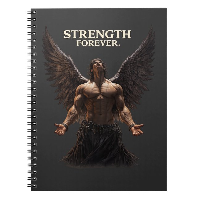 Strength Forever Dark Angel Design – Motivational  Notebook (Front)