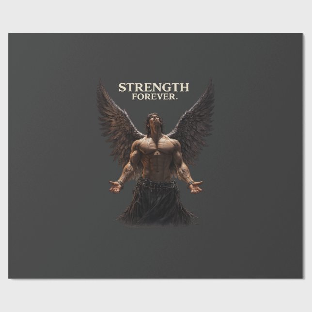 Strength Forever Dark Angel Design – Motivational  Wrapping Paper (Flat)
