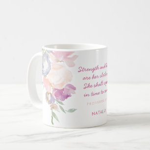 Strength & Honor Proverbs 31 Pastel Floral Coffee Mug