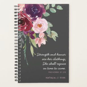 Strength & Honor Proverbs 31 Pink and Grey Floral Planner