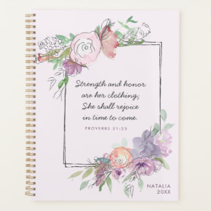 Strength & Honor Proverbs 31 Purple Floral Frame Planner
