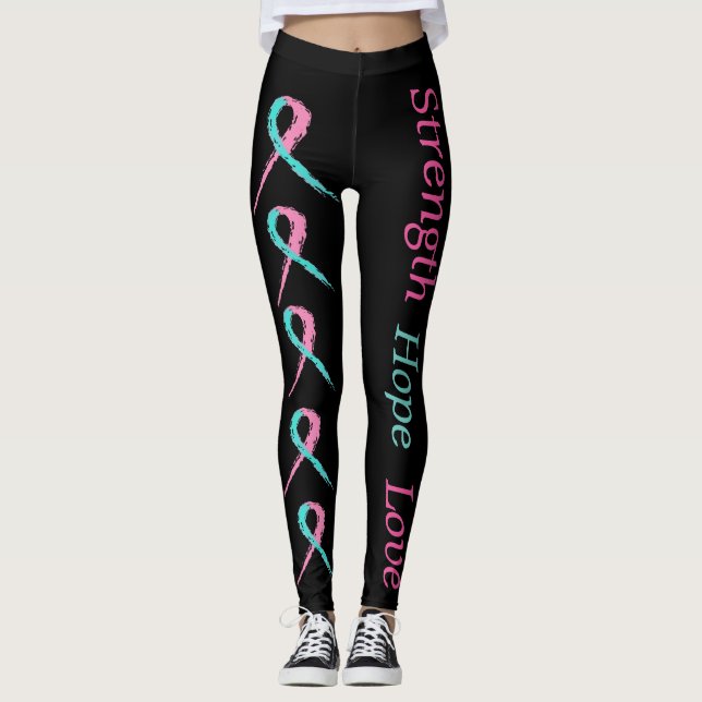 Strength hope love pink and teal leggings (Front)