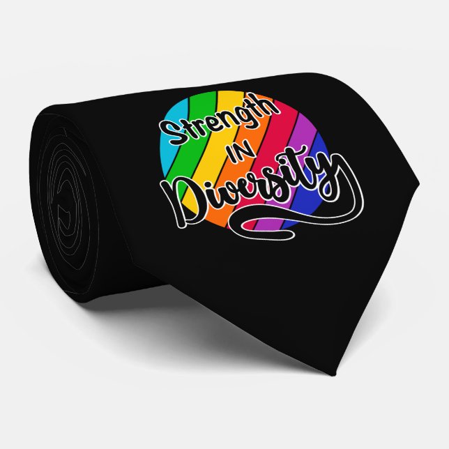 "Strength in Diversity" Rainbow Inclusivity Neck Tie (Rolled)