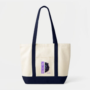 Strength in Faith Lion & Cross Emblem Tote Bag