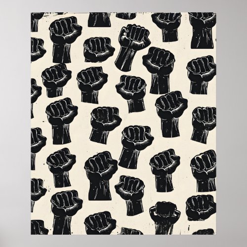 Strength in Unity Empowering Fist Pattern 4 Poster