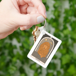 Strength Major Arcana tarot card astrology alchemy Keychain