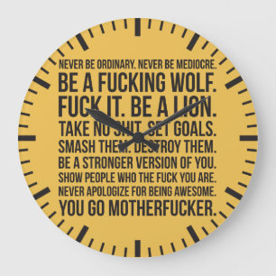 Strength Motivation - Never Be Ordinary Shirt Large Clock