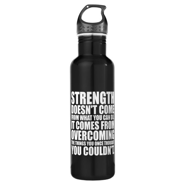 Strength - Motivational Words Stainless Steel Water Bottle (Front)