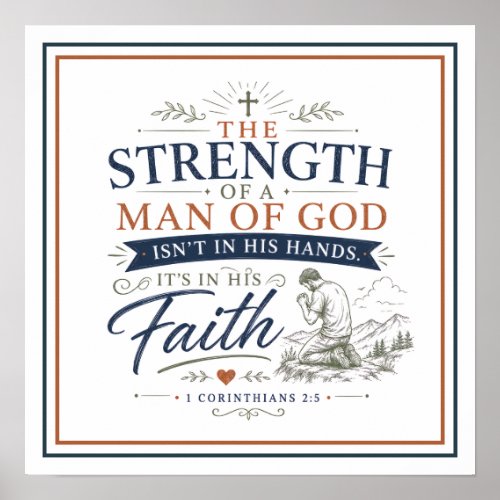 Strength Of Man Is Faith Motivational Bible Quote Poster