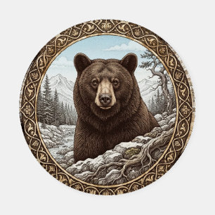 Strength of the Wild Bear Vintage Cork Back Coaste Coaster Set