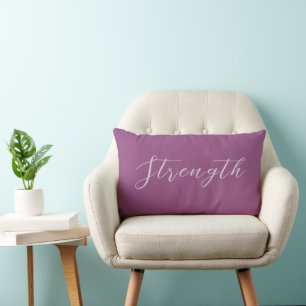 "Strength" on Light Plum, Custom Typography Lumbar Pillow
