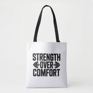 Strength Over Comfort Motivational Gym Tote Bag