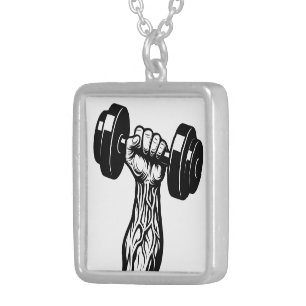 Strength Pendant Necklace – Dumbbell Veiny Hand