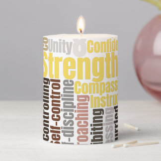 Strength Rider-Waite Tarot Card Keywords Pillar Candle