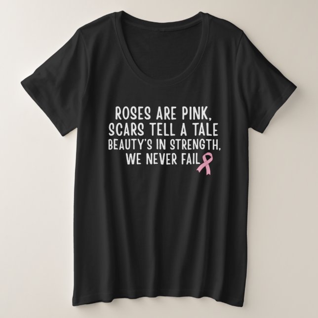 Strength, Scars & Survival Breast Cancer Awareness Plus Size T-Shirt (Design Front)