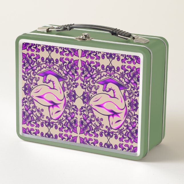 Strength & Scholarship – Ornamental Power Metal Lunch Box (Front)