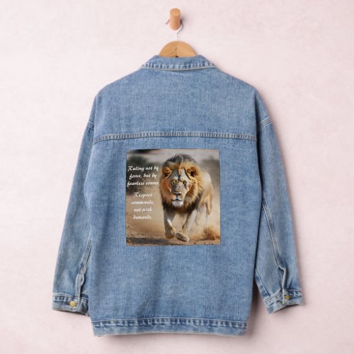 Strength  Serenity Woven Lion T_Shirt Denim Jacket