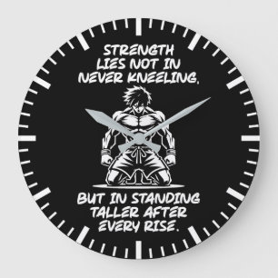Strength, Stand Tall - Gym, Hustle, Success Large Clock