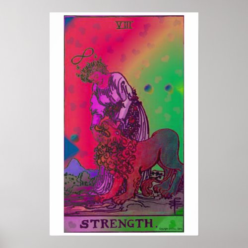 Strength Tarot Card Psychedelic Poster