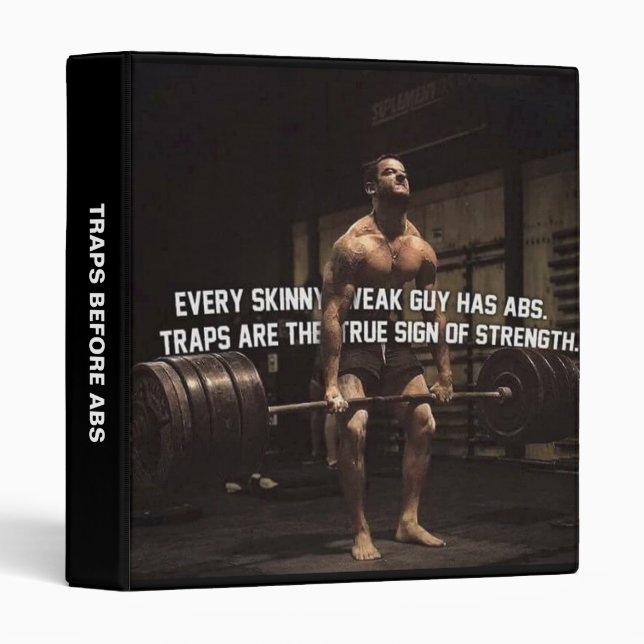 Strength Training Motivation - Traps - Workout 3 Ring Binder (Front/Spine)