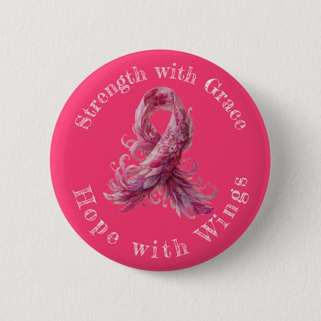 Strength with Grace – Breast Cancer Awareness  Button (Front)