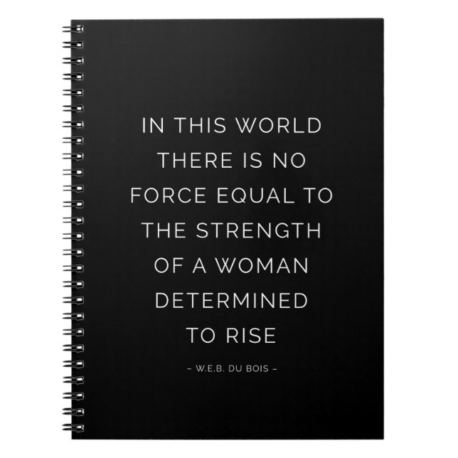 Strength Woman Inspirational Quote Notebook Black (Front)
