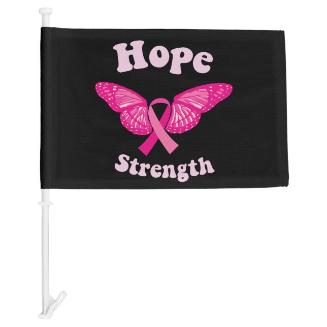 Strength Women Cancer Awareness Breast Cancer  Car Flag (Front)