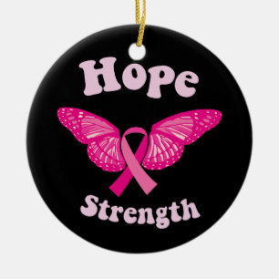 Strength Women Cancer Awareness Breast Cancer Ceramic Ornament