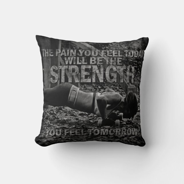 STRENGTH - Women's Workout Motivational Throw Pillow (Front)