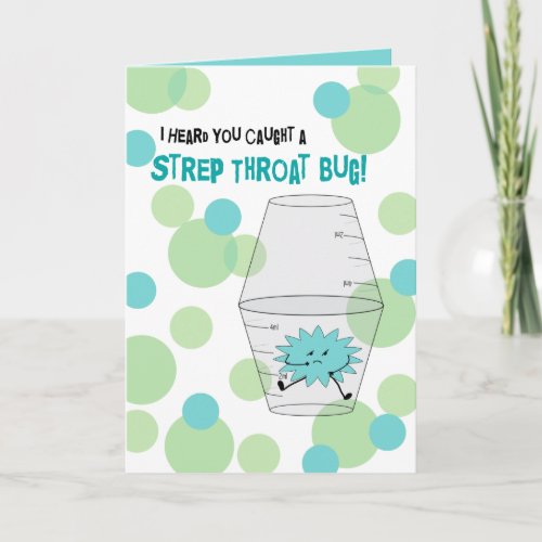 Strep Throat Get Well Trapped Bug in Medicine Cups Card