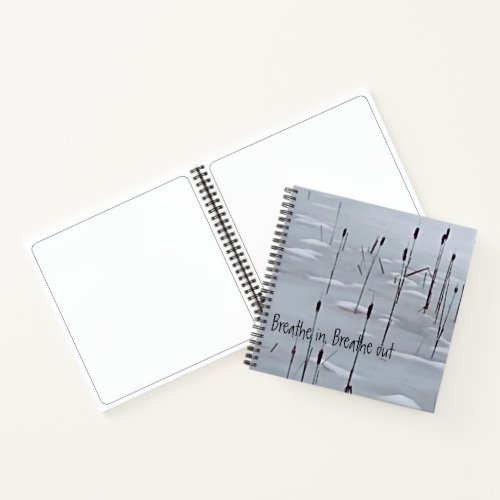 Stress reducing cattails on a frozen pond photo notebook