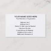Stress Reduction Funny Business Card (Back)
