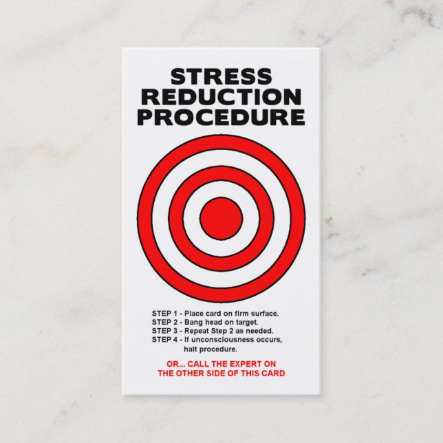 Stress Reduction Funny Business Card (Front)