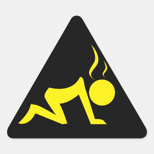 Stress Symbol (Yellow on Black) Triangle Sticker (Front)