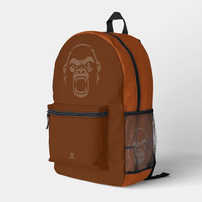 Stressed Ape - Roar! Copper Printed Backpack (Back Corner Right)