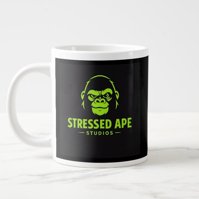 Stressed Ape Studios Green Logo Giant Coffee Mug (Left)
