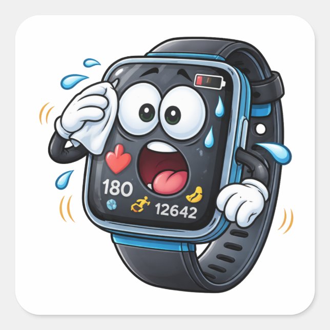 Stressed Cartoon Smart watch Character Sticker (Front)