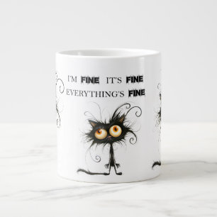  Stressed Cat I'm Fine It's Fine Everything's Fine Giant Coffee Mug