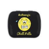 Stressed Face Funny Chill Pill Custom Name Jelly Belly Candy Tin (Top)
