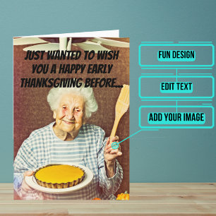 Stressed Granny Funny Thanksgiving Card