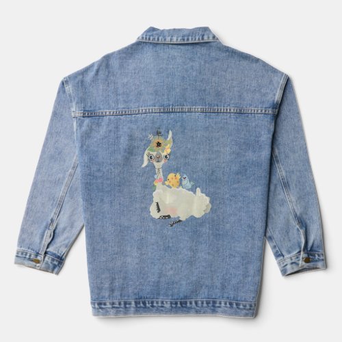 Stressed Llama Alpaca Boy Girl Kids  Denim Jacket