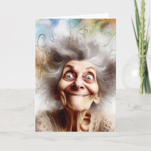 Stressed Old Lady for Thinking of You Card