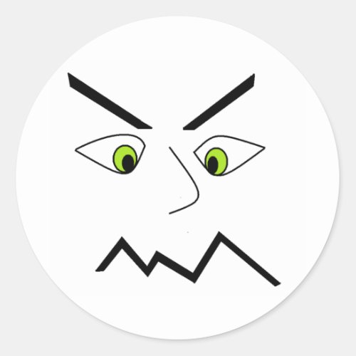 Stressed Out Grumpy Stress Face Design Classic Round Sticker