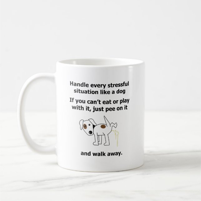 stressful dog animals psychology animals pee coffee mug (Left)