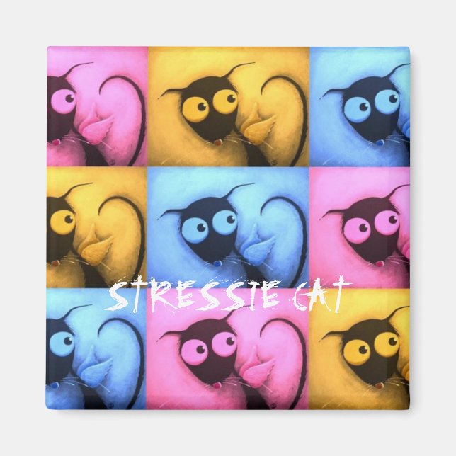 Stressie Cat Angel Magnet (Front)
