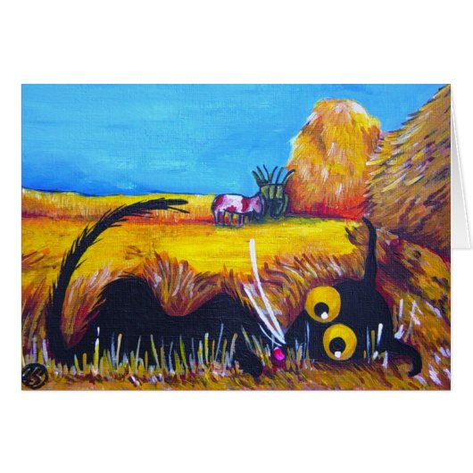 Stressie in the hay! cards (Front Horizontal)